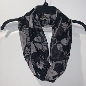 Black and grey floral infinity scarf